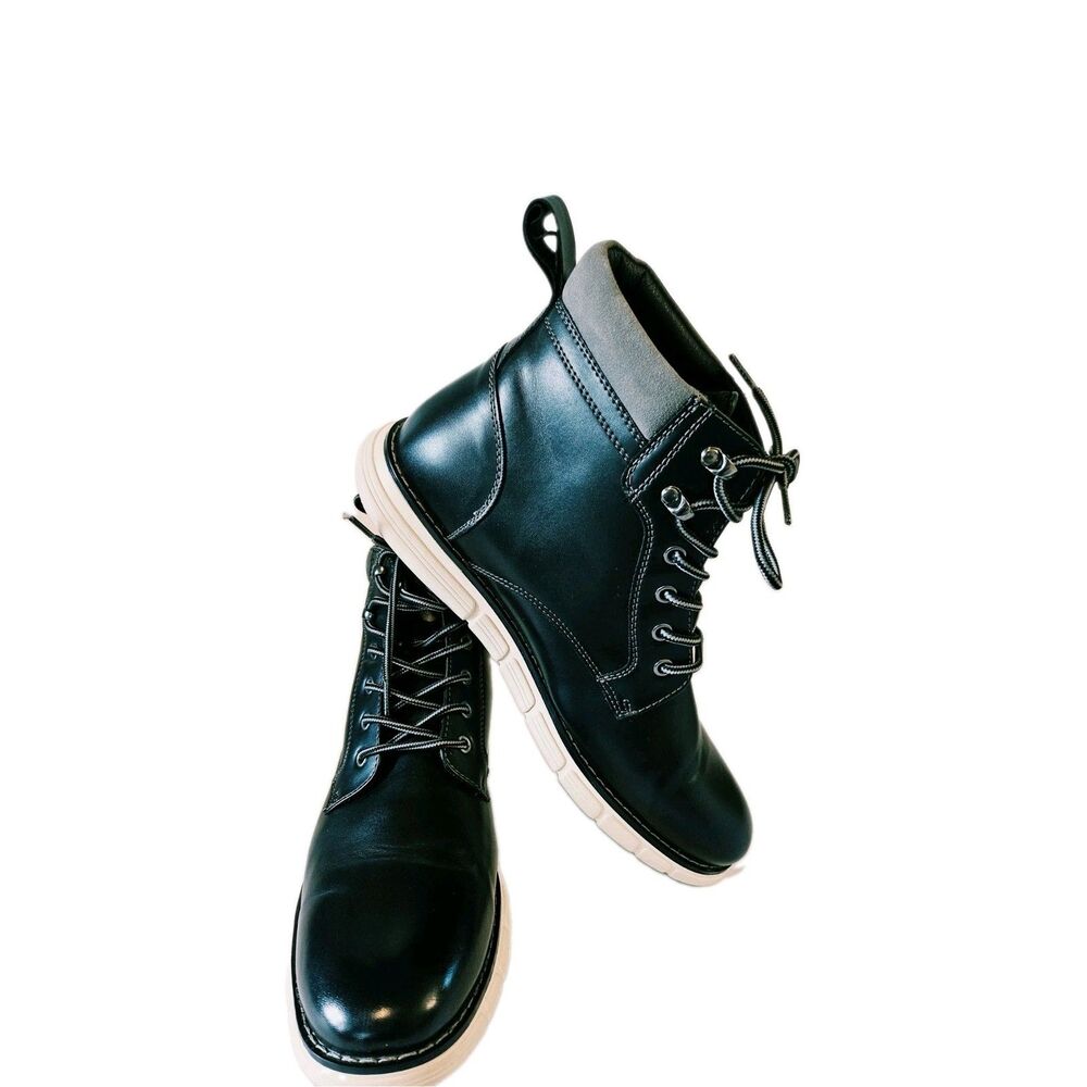 Bruno Marc Men's Chukka Boots Sz. 11 Black Faux Leather Ankle Casual Dress Shoes